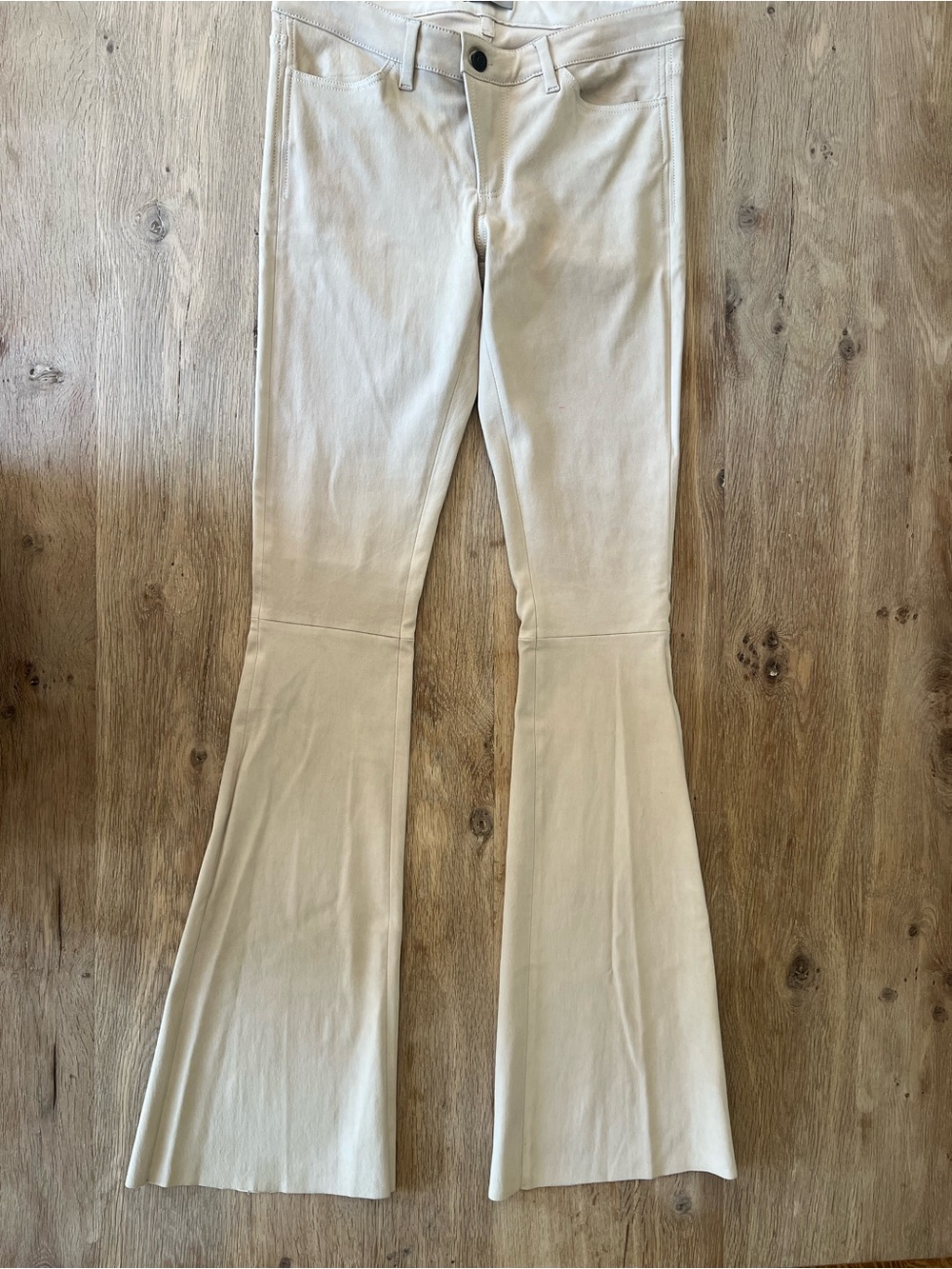 Hunkydory Stockholm 100% Lamb Suede Cream Flare Pants Size M